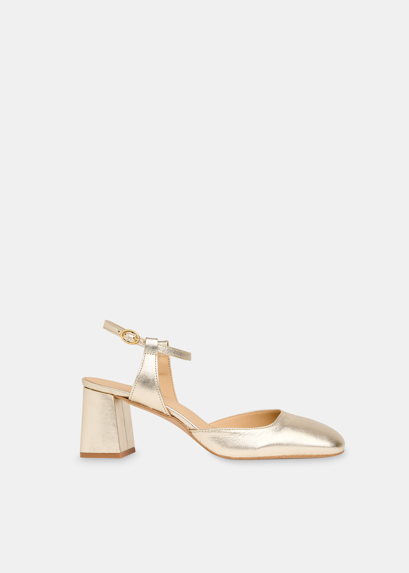 Gold Matilda Block Heel Shoe | WHISTLES | Whistles US |
