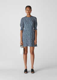 Josefina Etched Print Dress Navy/Multi