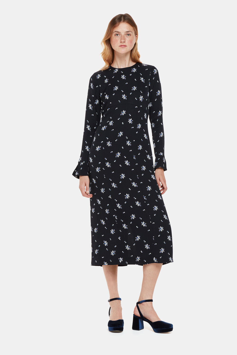 Black Romantic Satin Midi Dress