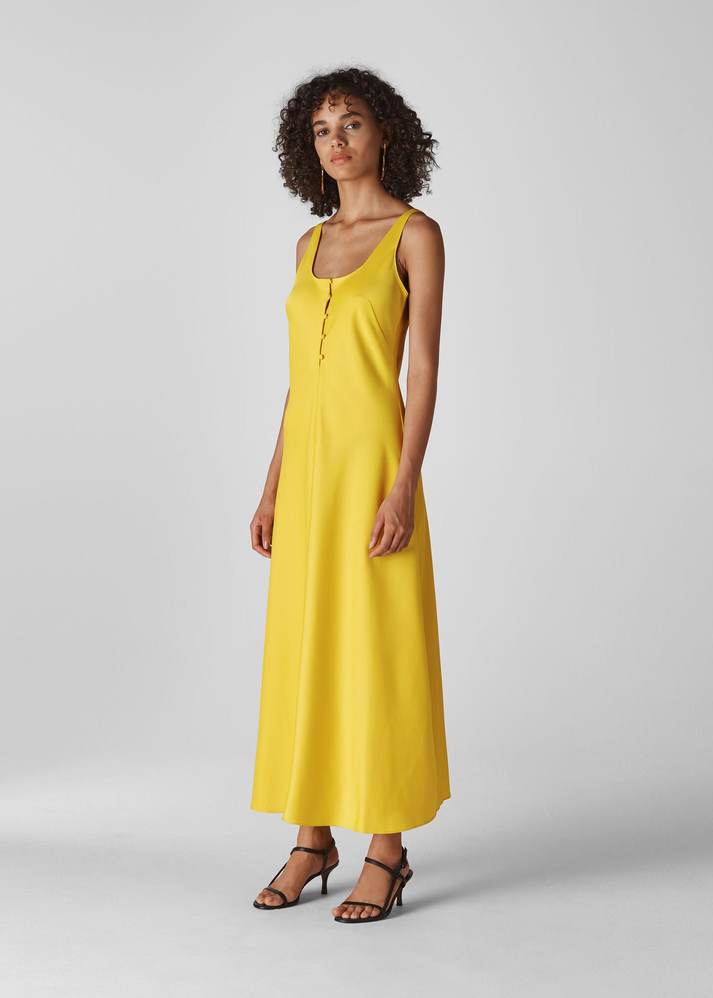Yellow Pippa Satin Slip Dress | WHISTLES