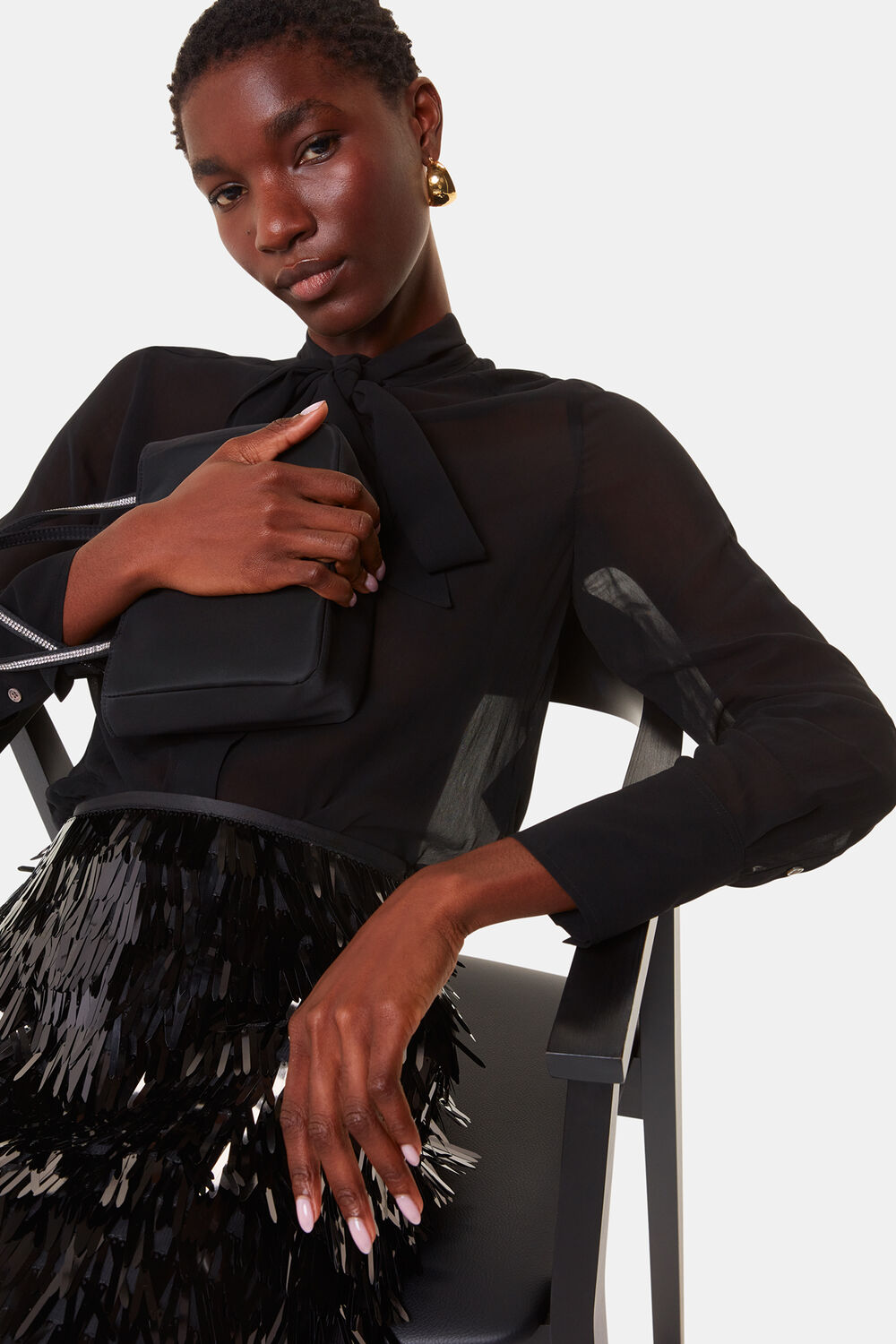 Black Sword Sequin Mini Skirt