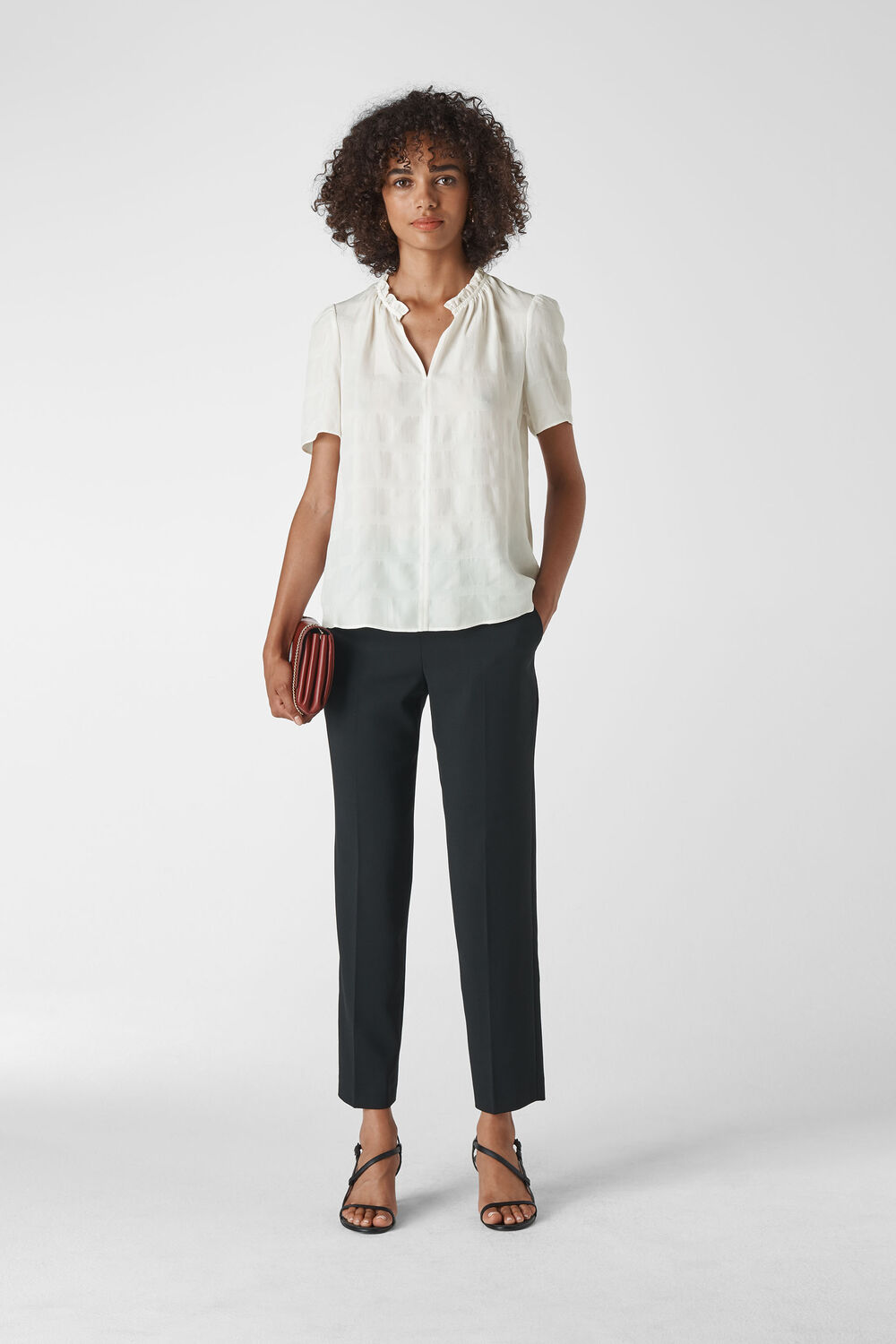 Ella Check Shell Top Ivory/Multi