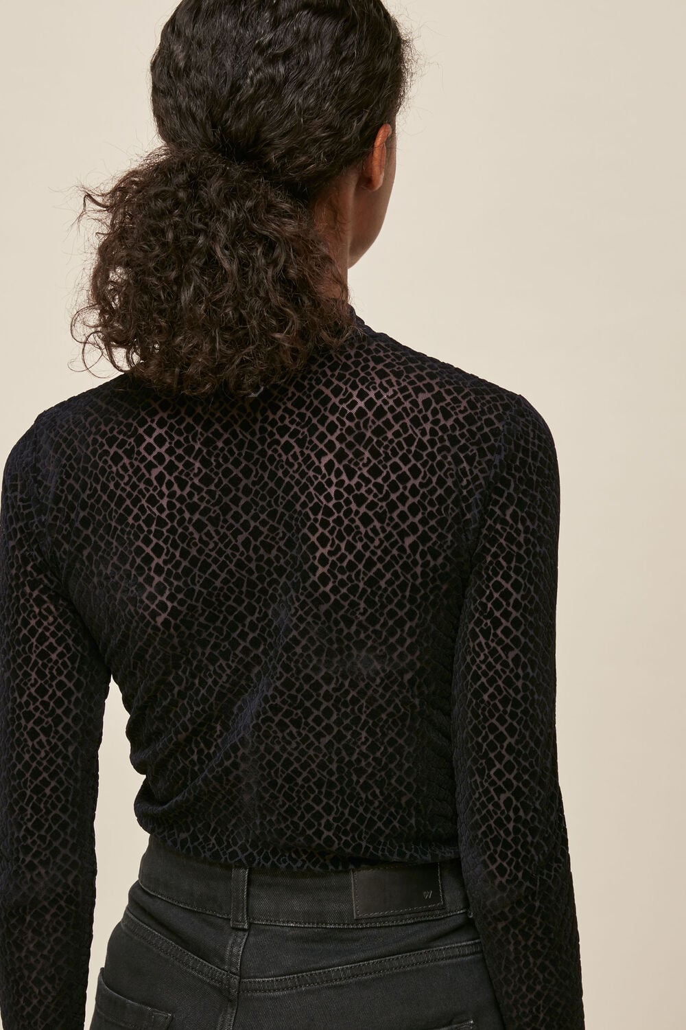 Giraffe Flocked Mesh Top
