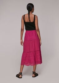 Broderie Midi Skirt Pink