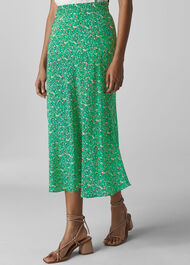 Ditsy Blossom Bias Cut Skirt Green/Multi
