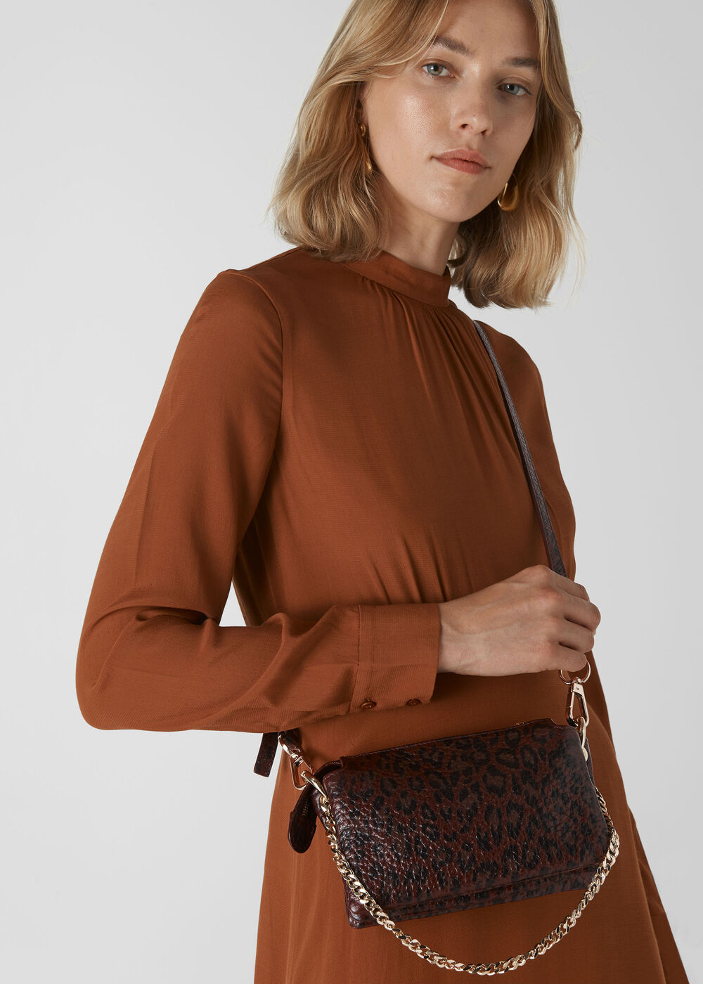 Hatton Leopard Chain Bag Burgundy