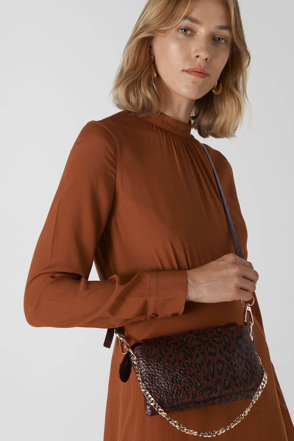 Hatton Leopard Chain Bag Burgundy