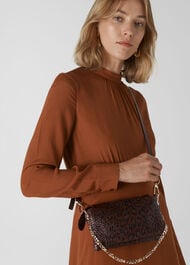 Hatton Leopard Chain Bag Burgundy