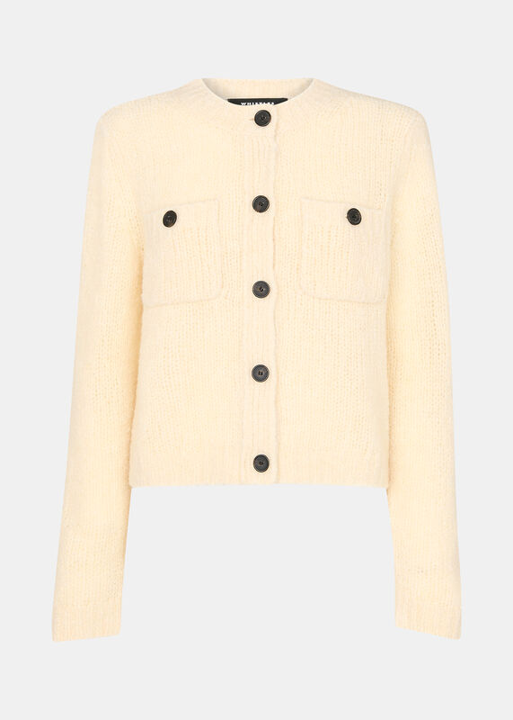 Ivory Wool Mix Textured Cardigan