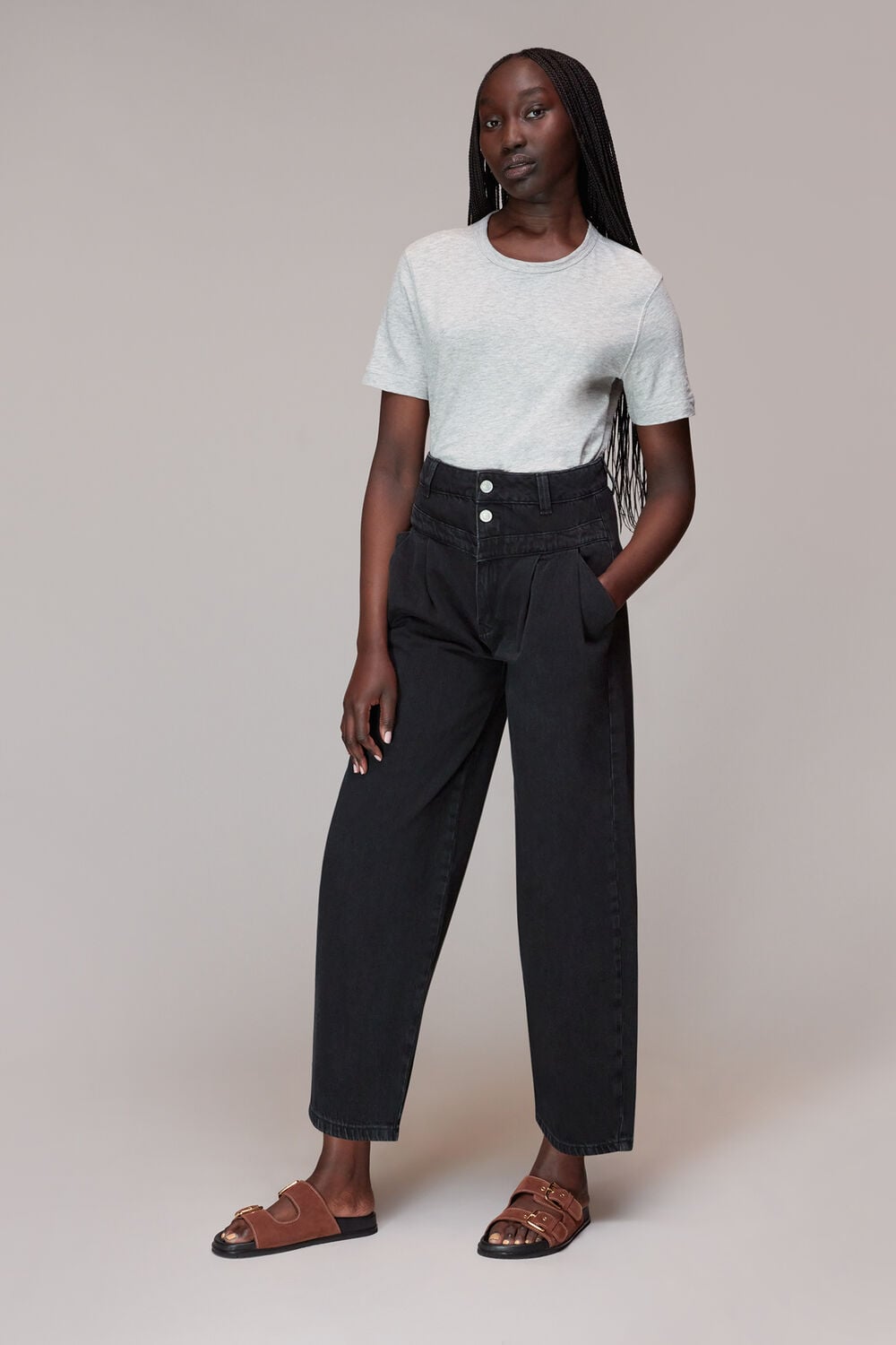 Black Authentic India Pleat Jean