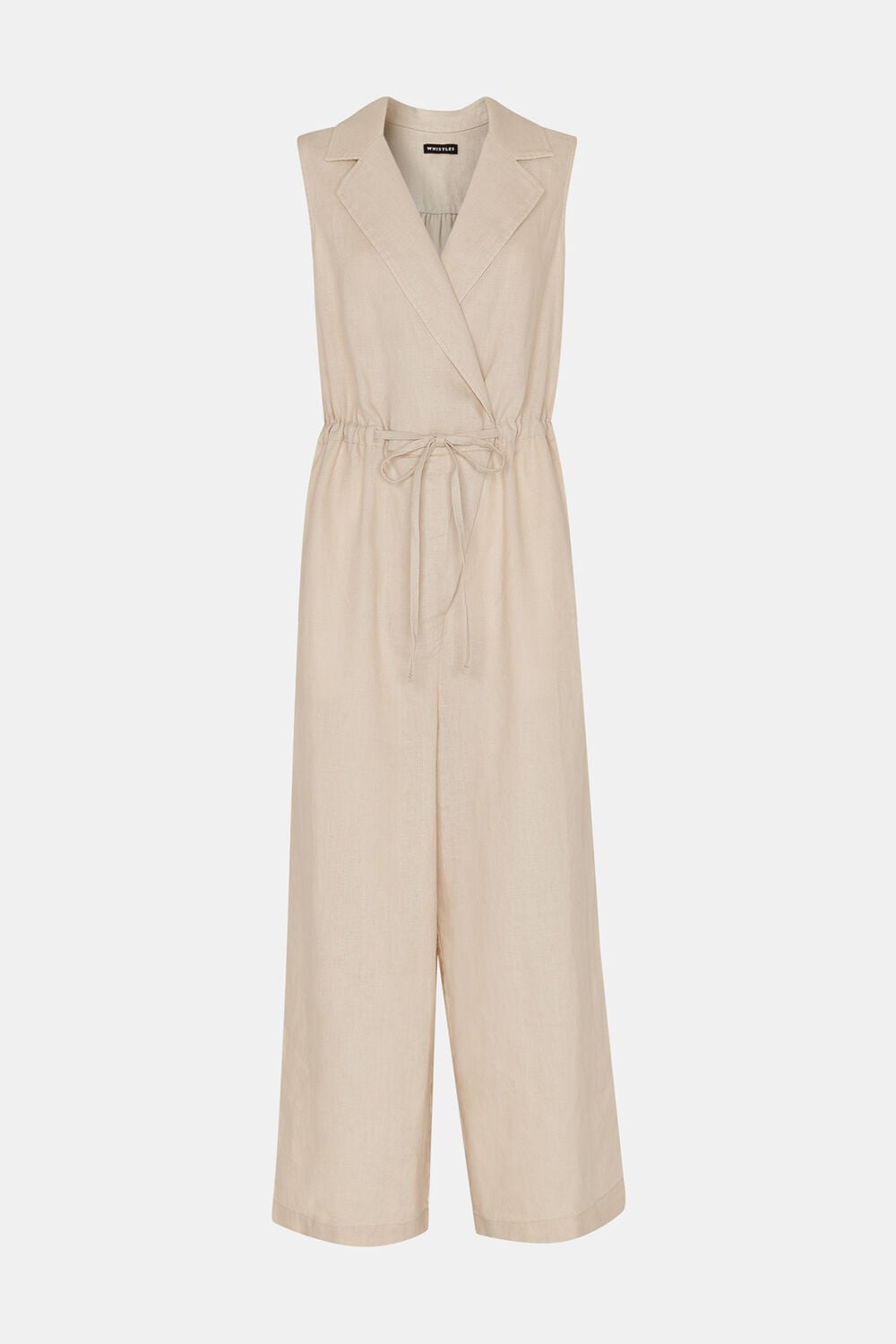 Neutral Bella Linen Wrap Jumpsuit