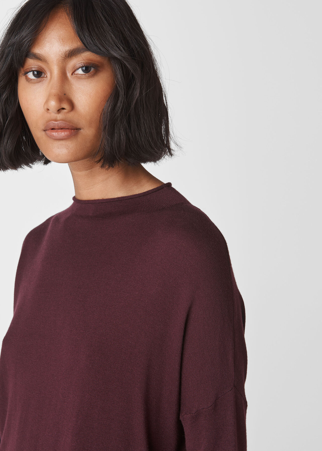 Relaxed Grown On Neck Knit Burgundy