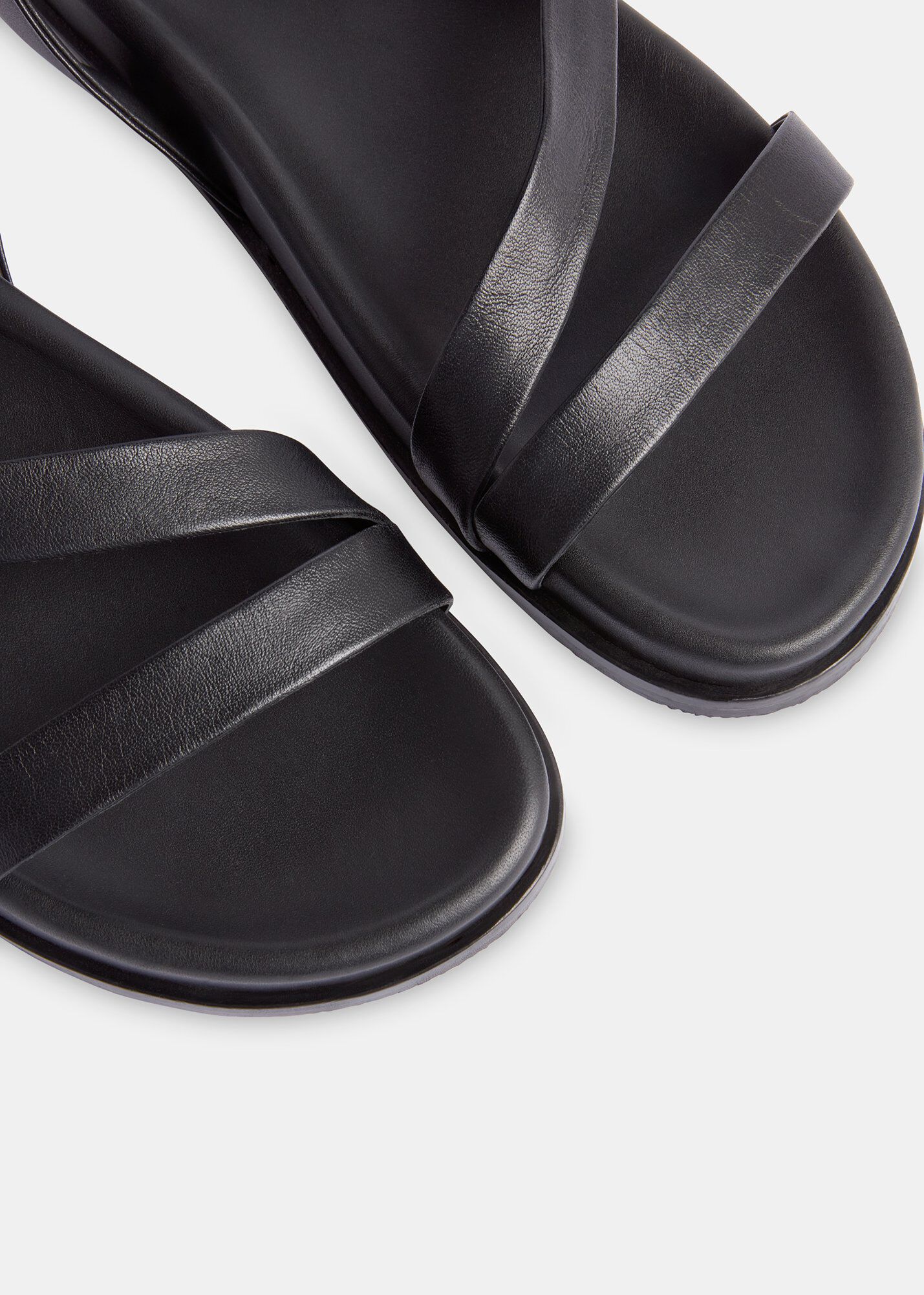 Black Gaia Asymmetric Strappy Sandal | WHISTLES | Whistles US |