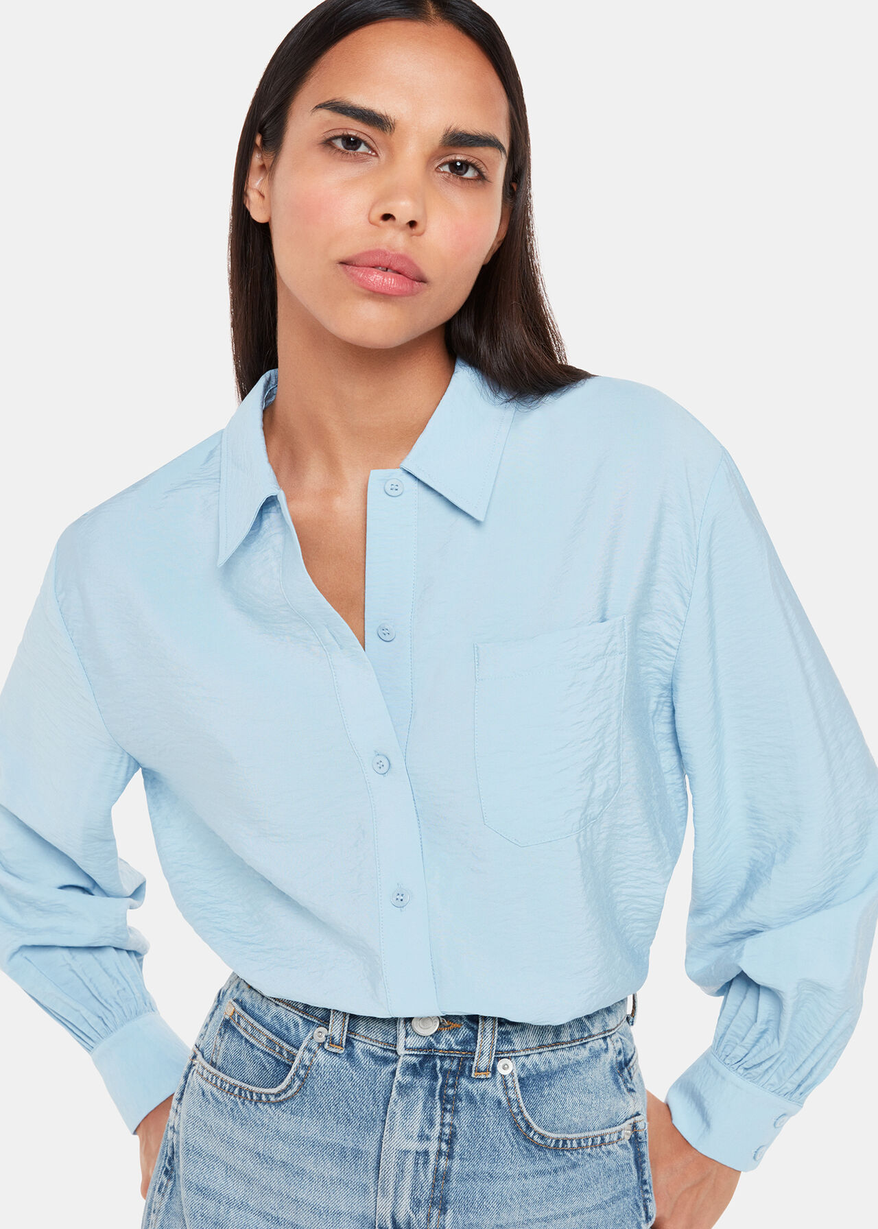 Pale Blue Nicky Relaxed Shirt | WHISTLES |