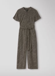 Petite Check Short Sleeve Jumpsuit