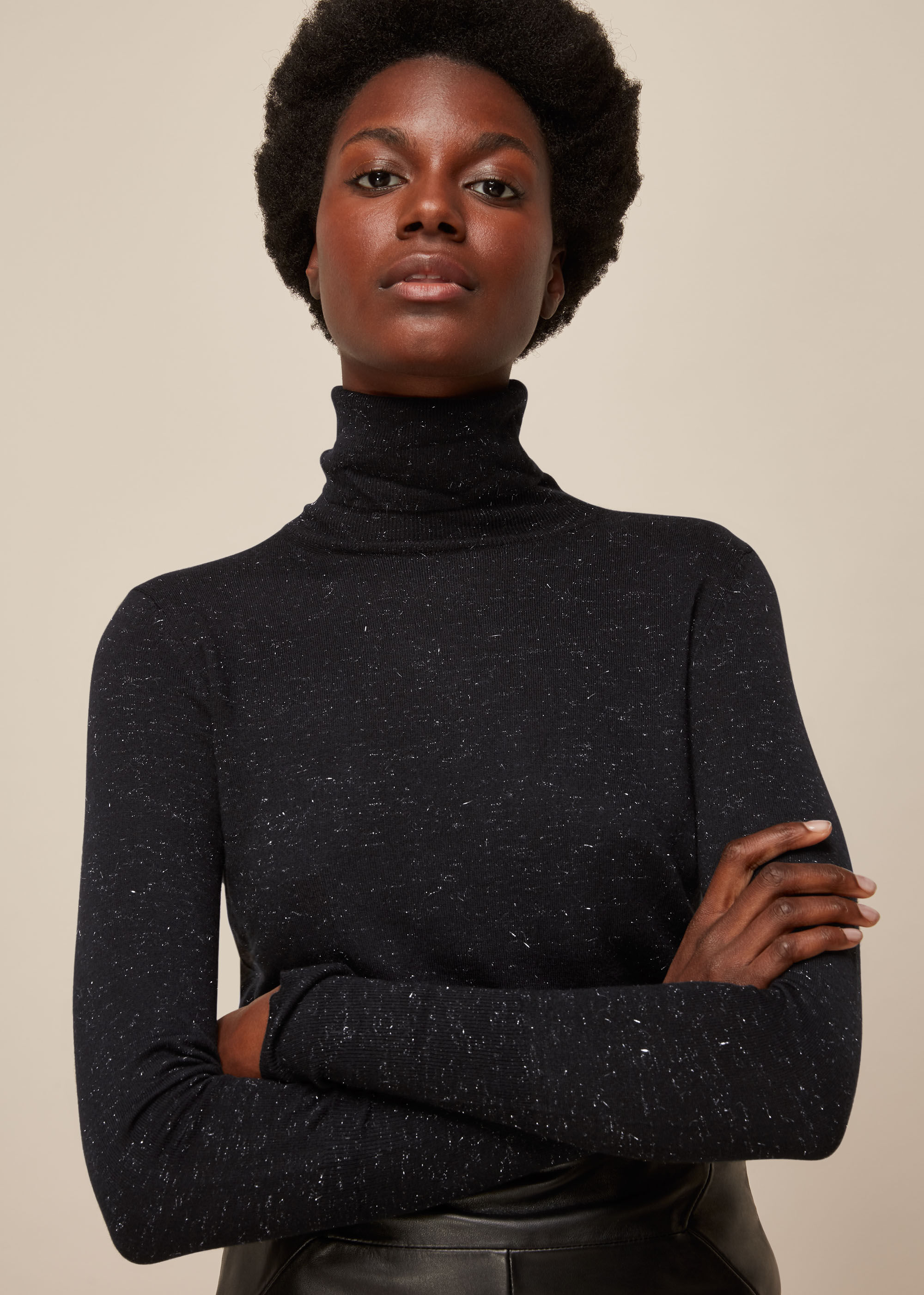 Black sparkly polo neck store