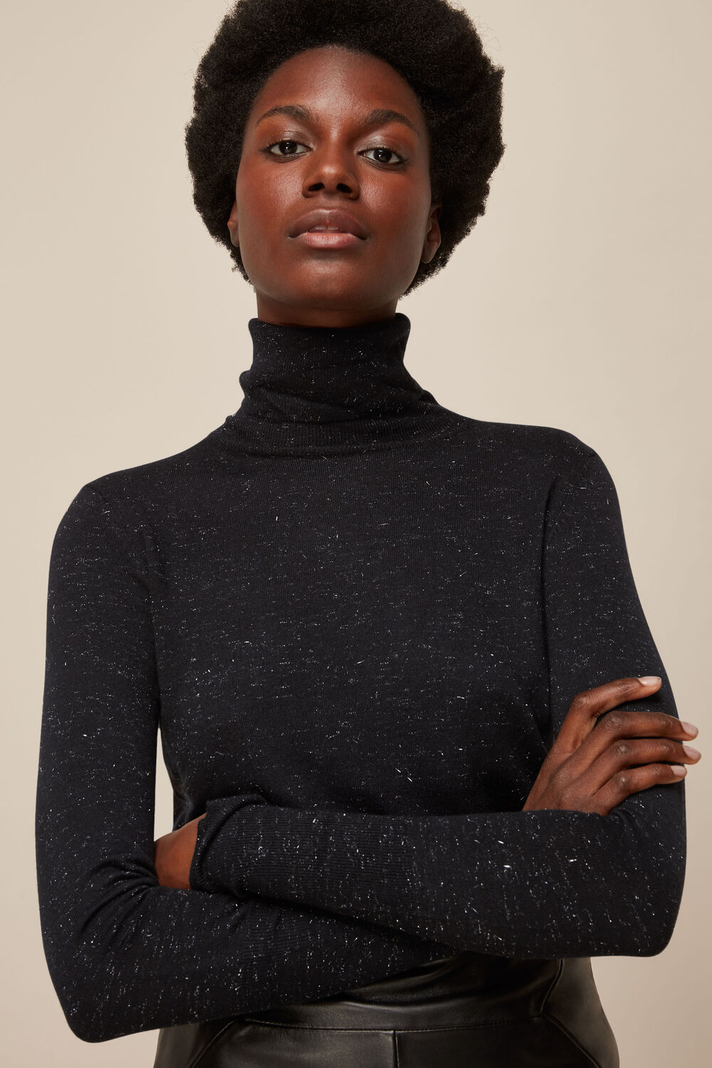 Annie Sparkle Polo Knit Black