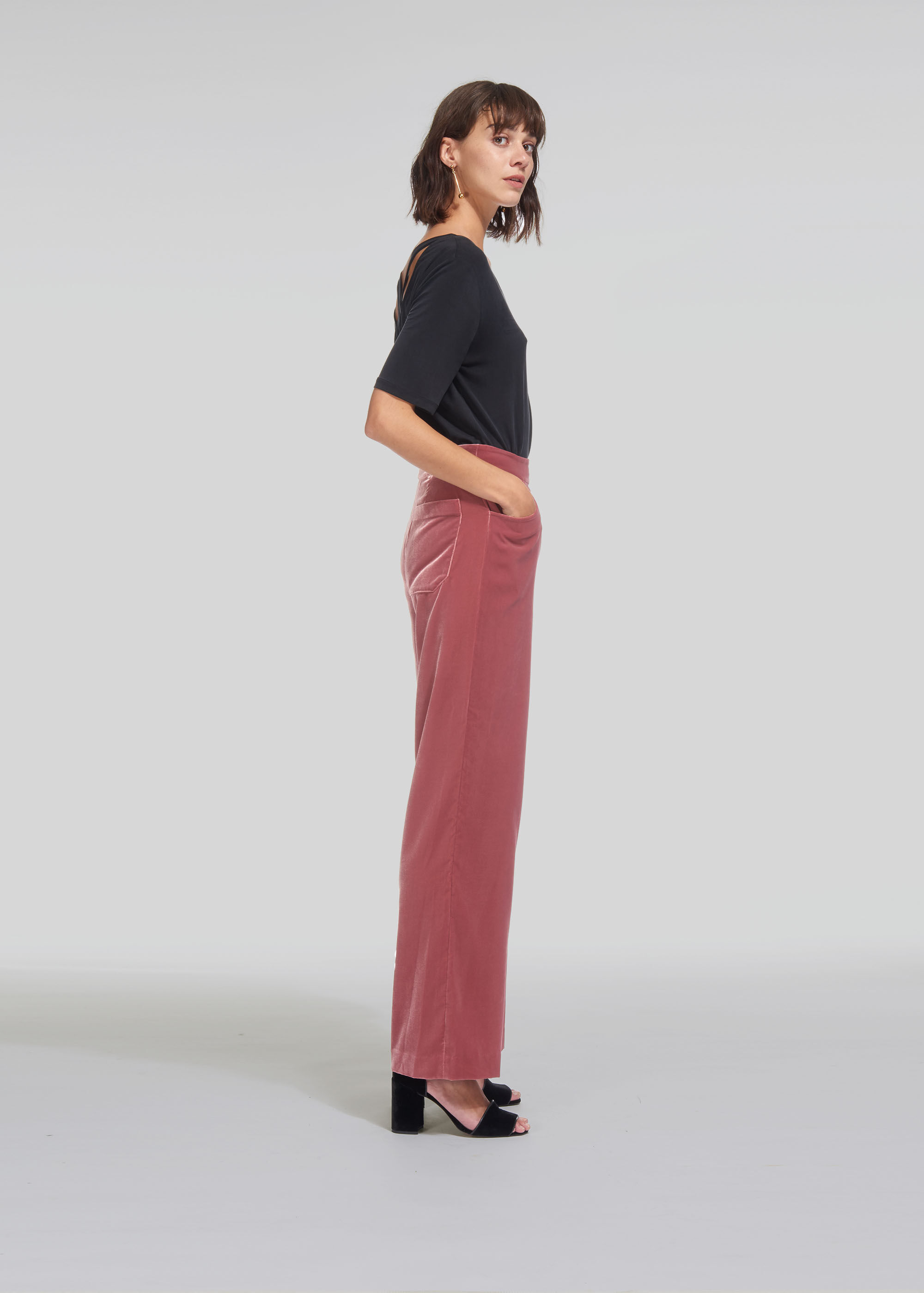 Pink velvet trousers online