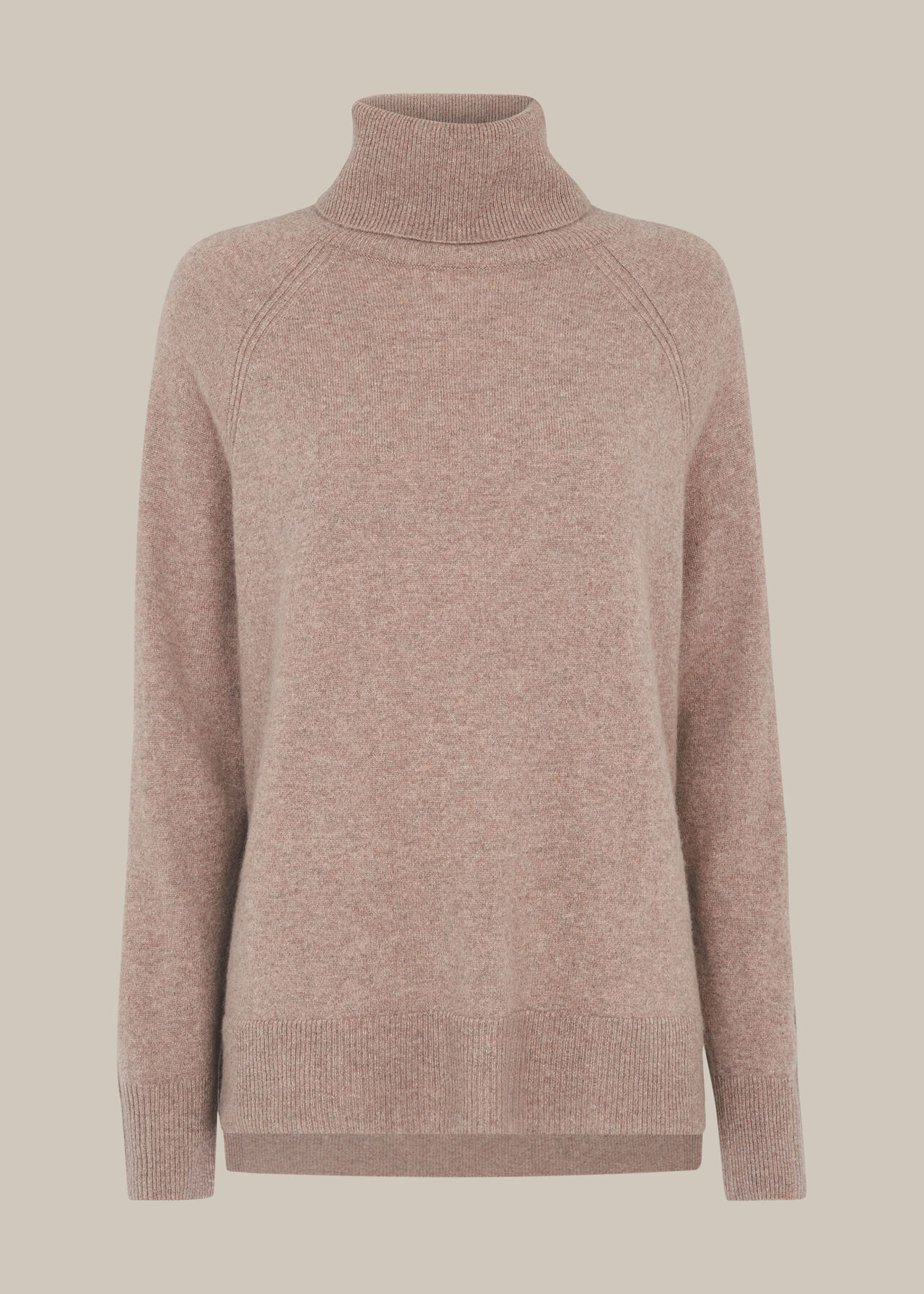 Oatmeal Cashmere Roll Neck Knit | WHISTLES