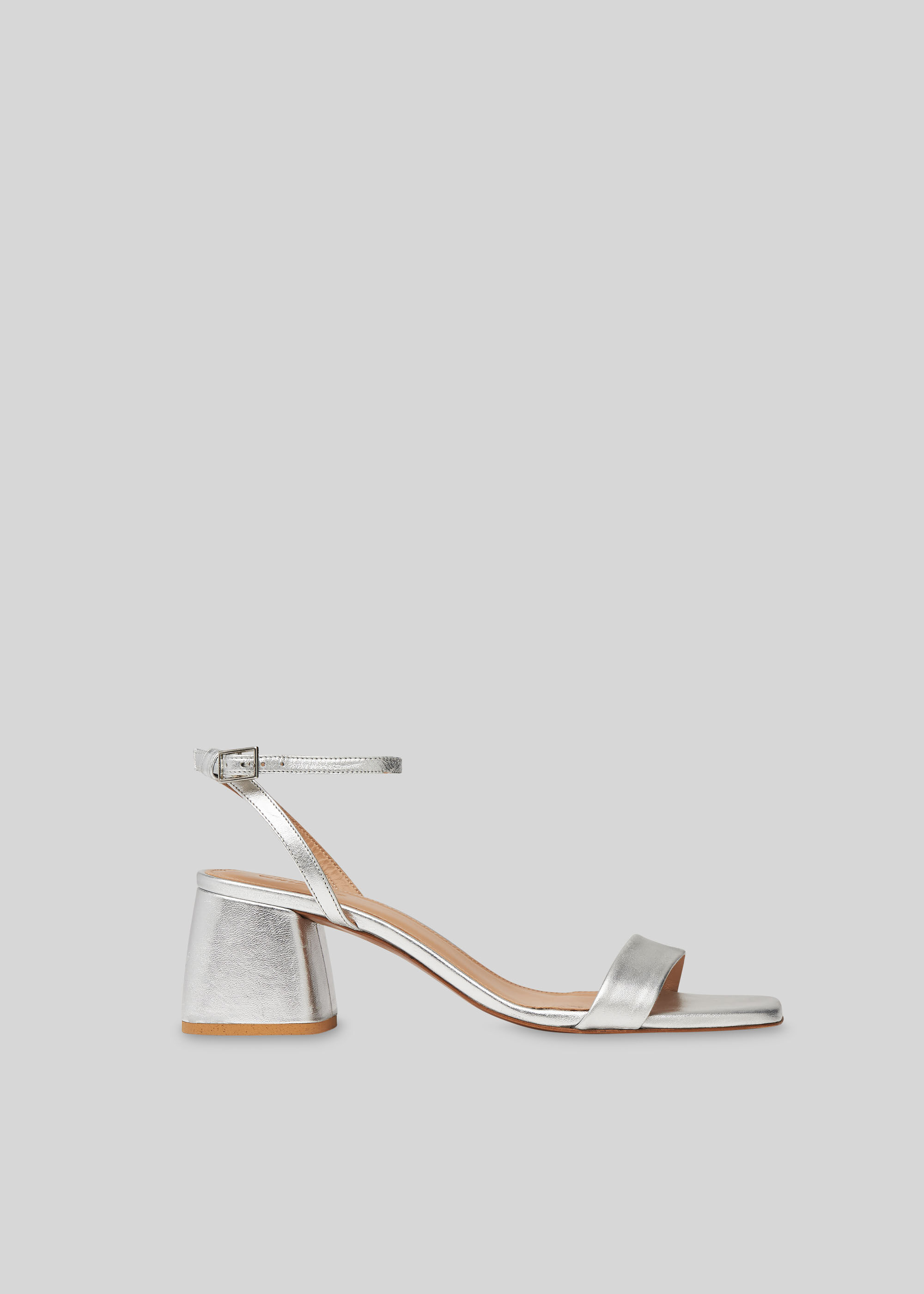 silver square heel sandals