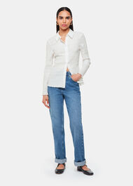 Plisse Button Front Shirt