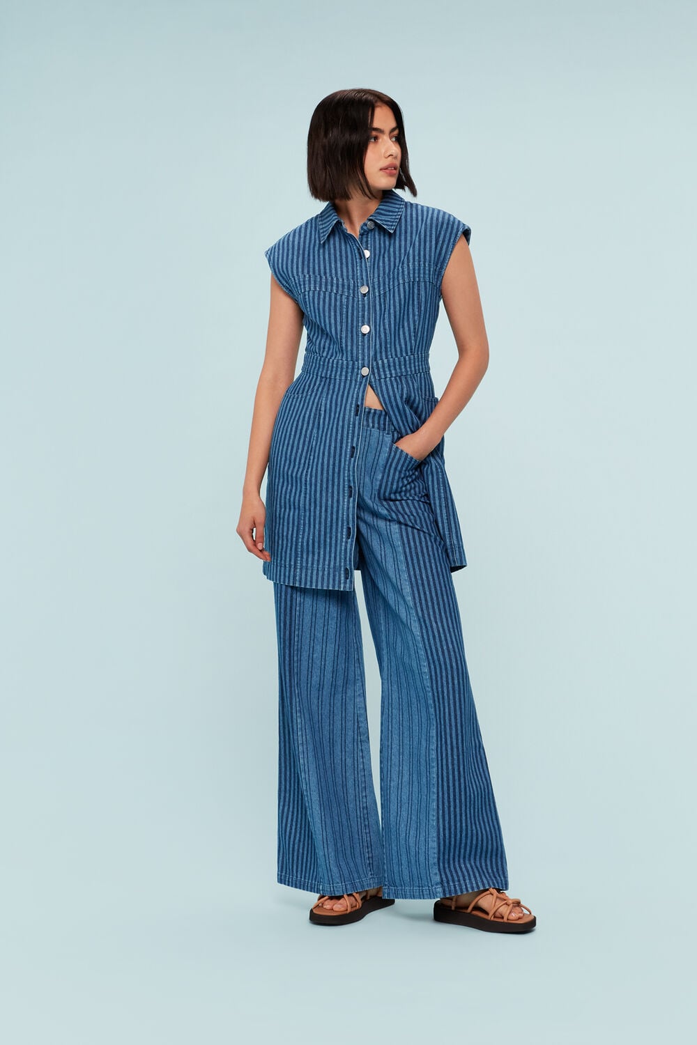 Patchwork Vertical Stripe Jean