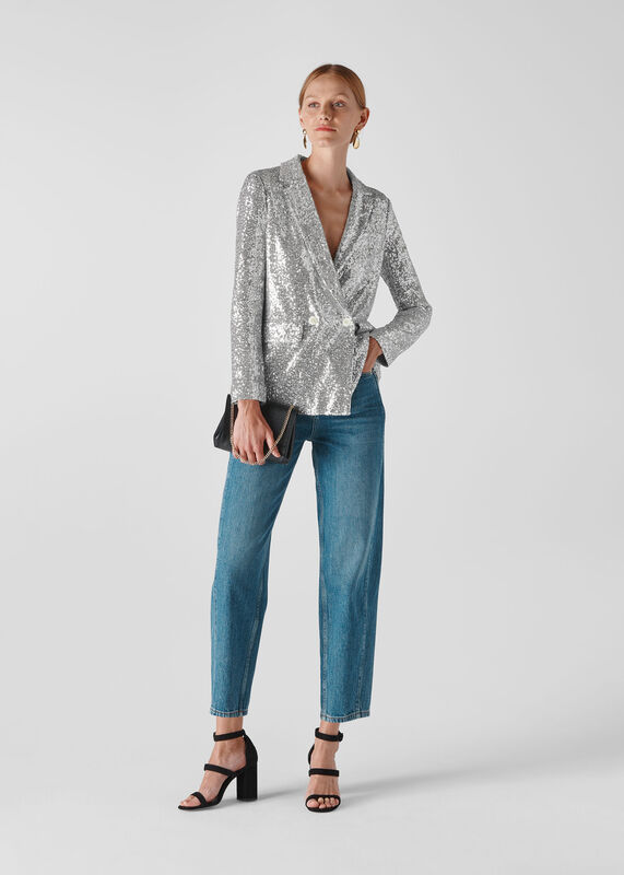 Sequin Double Breasted Blazer