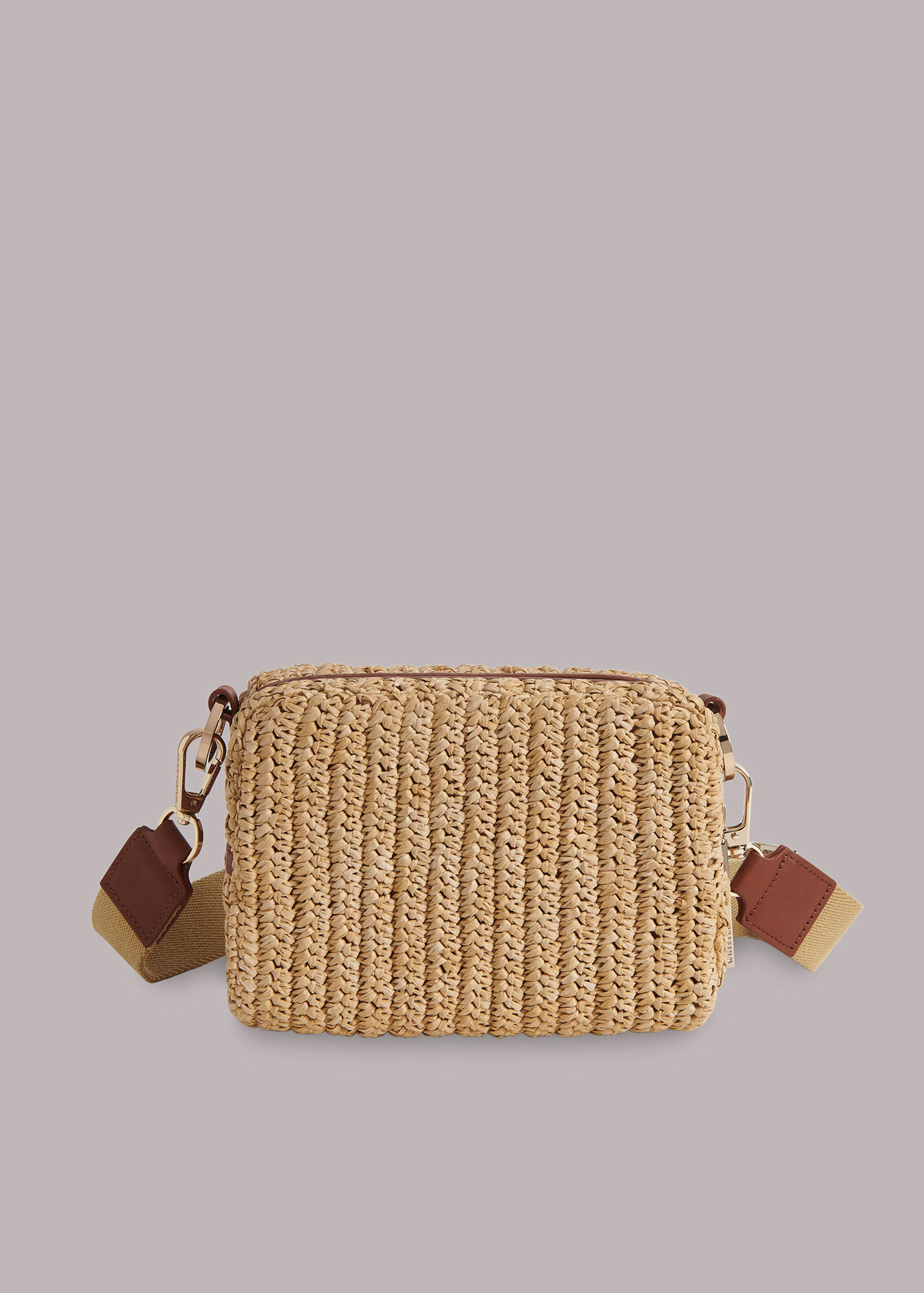 Neutral Straw Bibi Crossbody Bag WHISTLES