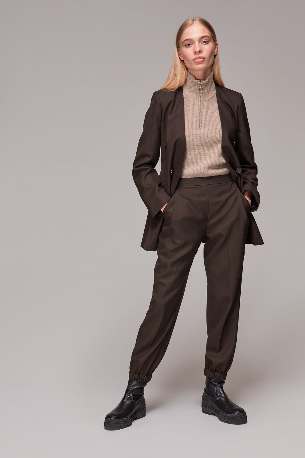 Mia Elastic Waist Wool Trouser