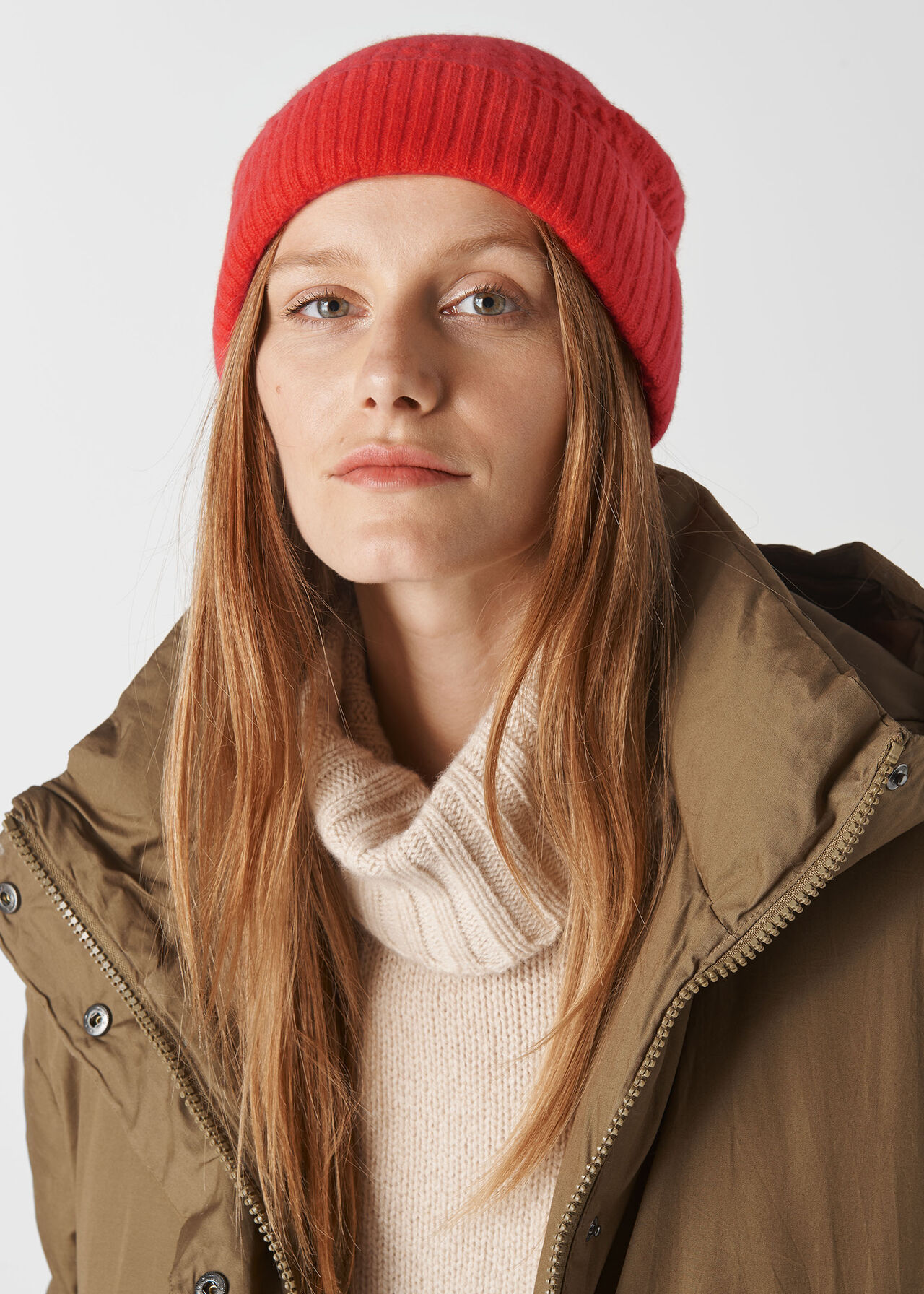 Cable Knit Beanie Hat Pink
