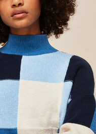 Patchwork Funnel Neck Knit
