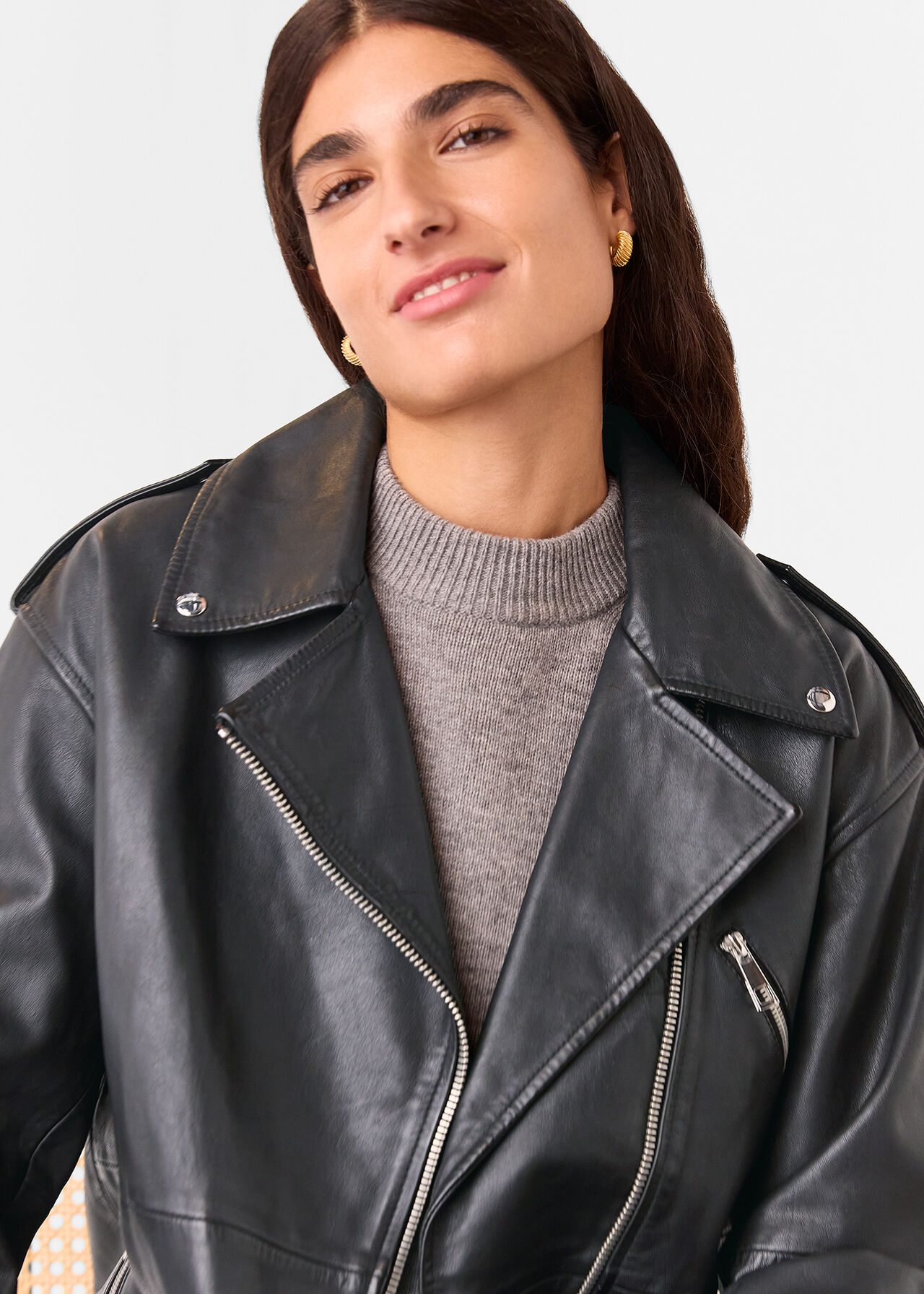 Freja Leather Biker Jacket