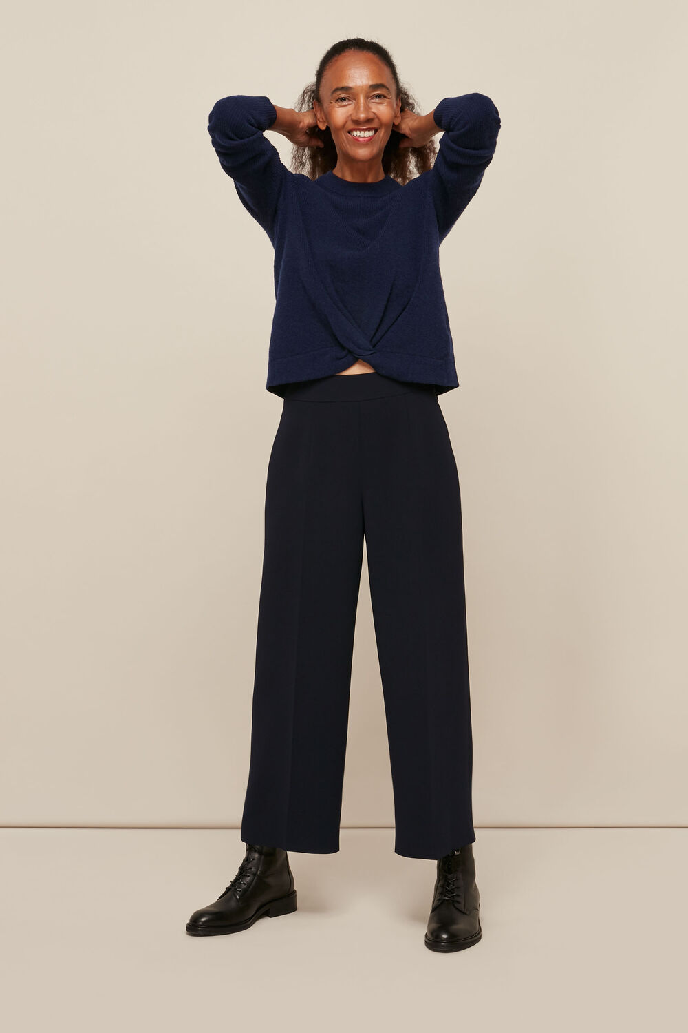 Twist Front Wool Cashmere Knit