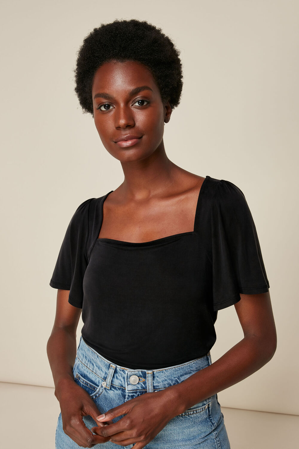 Angel Sleeve Cupro Top
