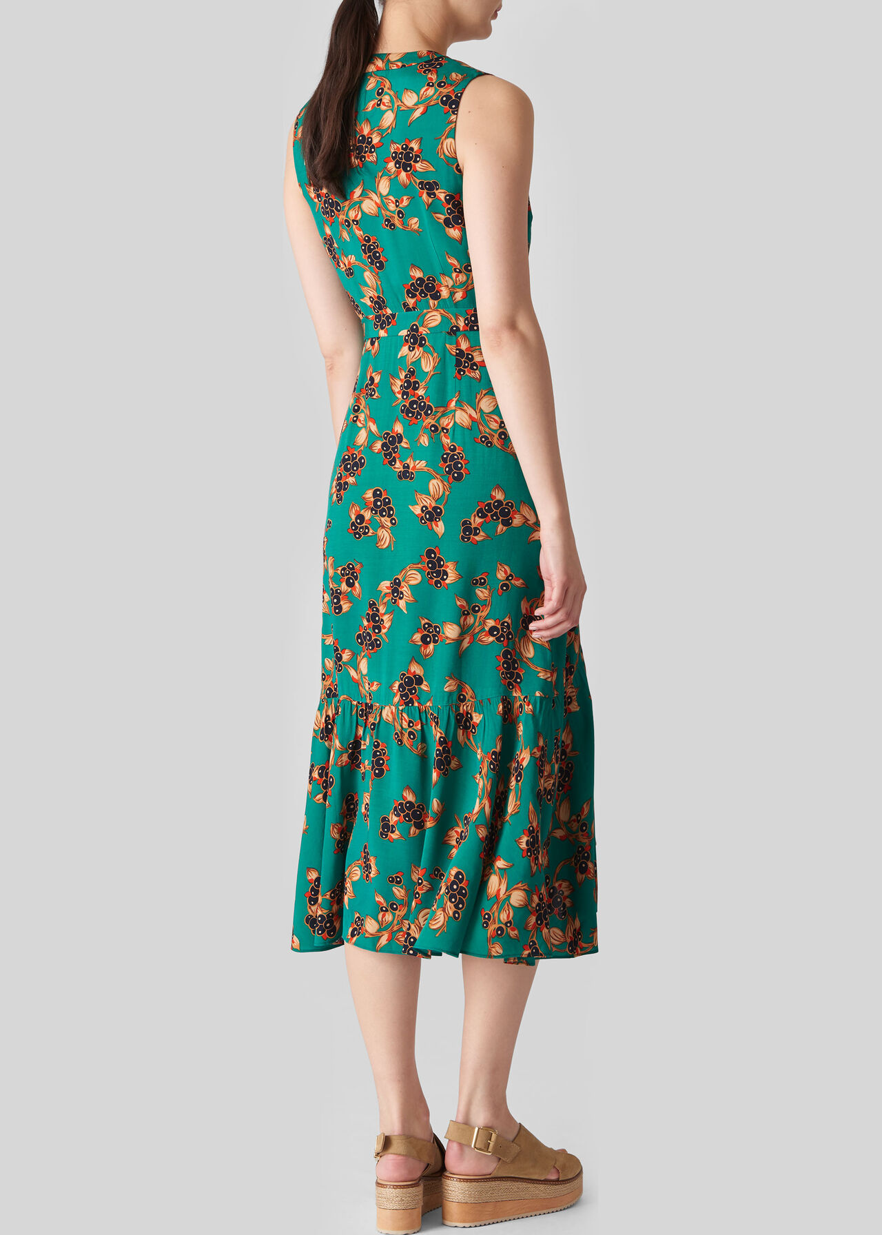 Capri Print Wrap Dress Green/Multi