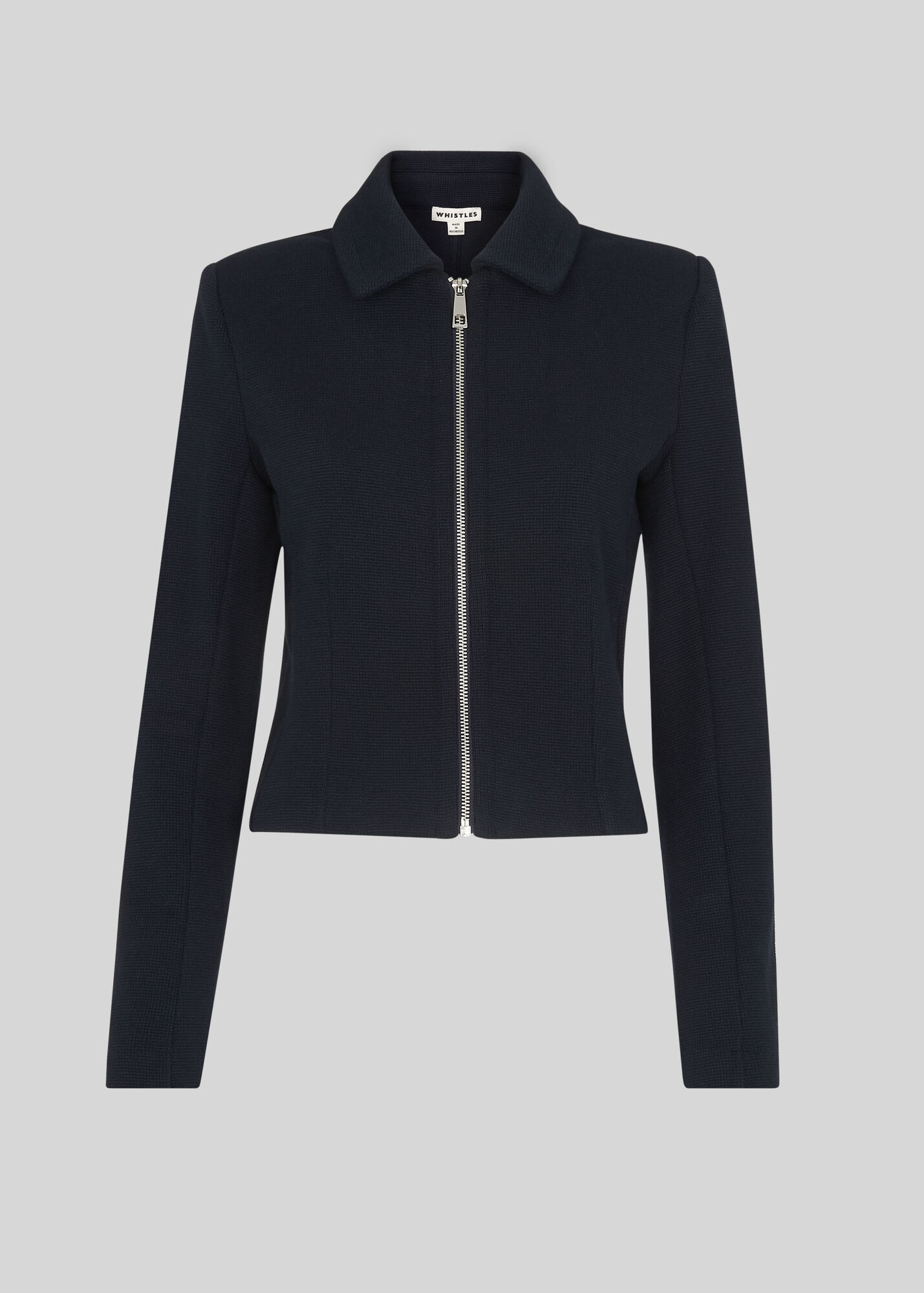 Navy Zip Front Jersey Jacket WHISTLES