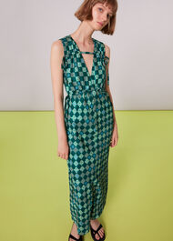 Silk Checkerboard Dress