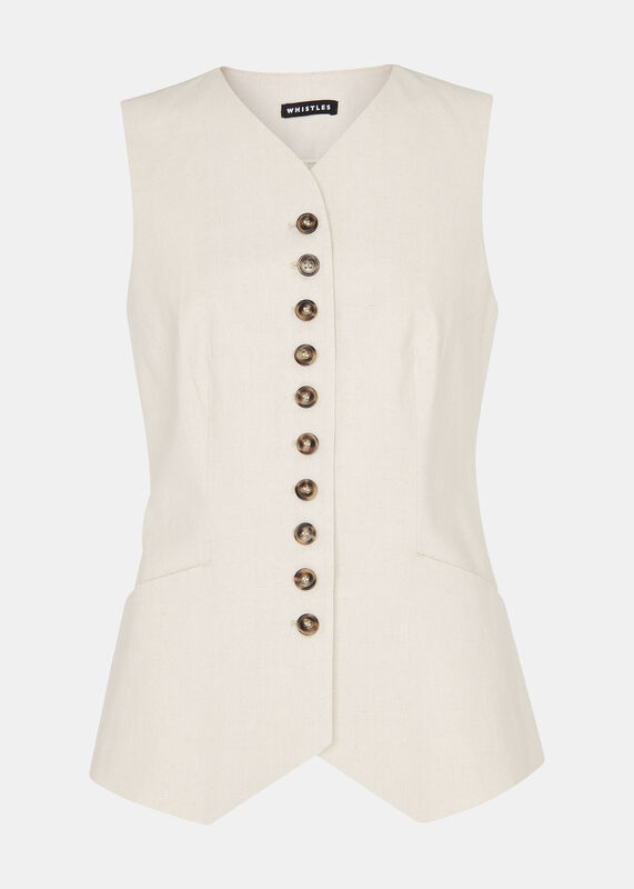 Oatmeal Lindsey Linen Blend Waistcoat