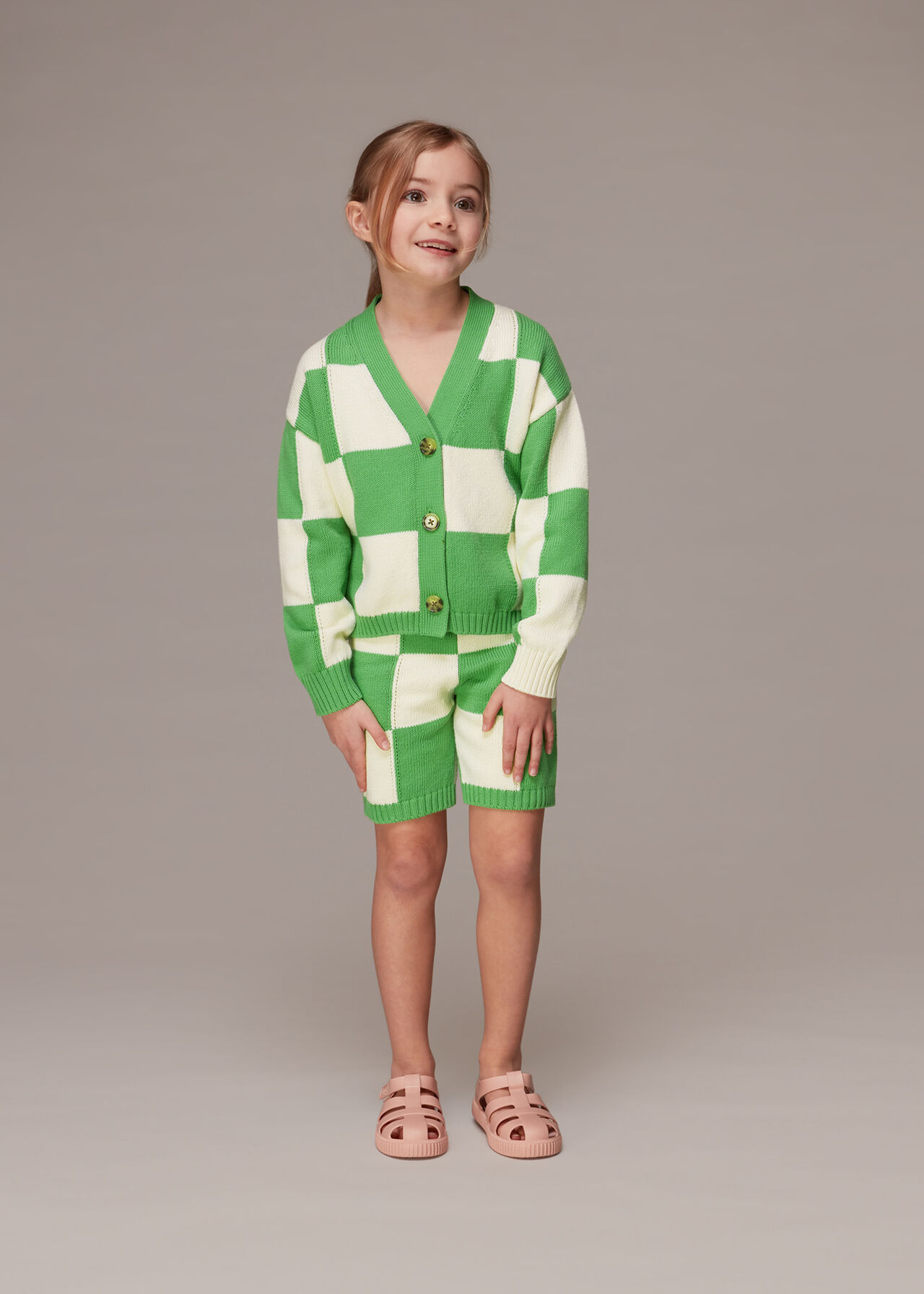Checkerboard Knit Cardigan
