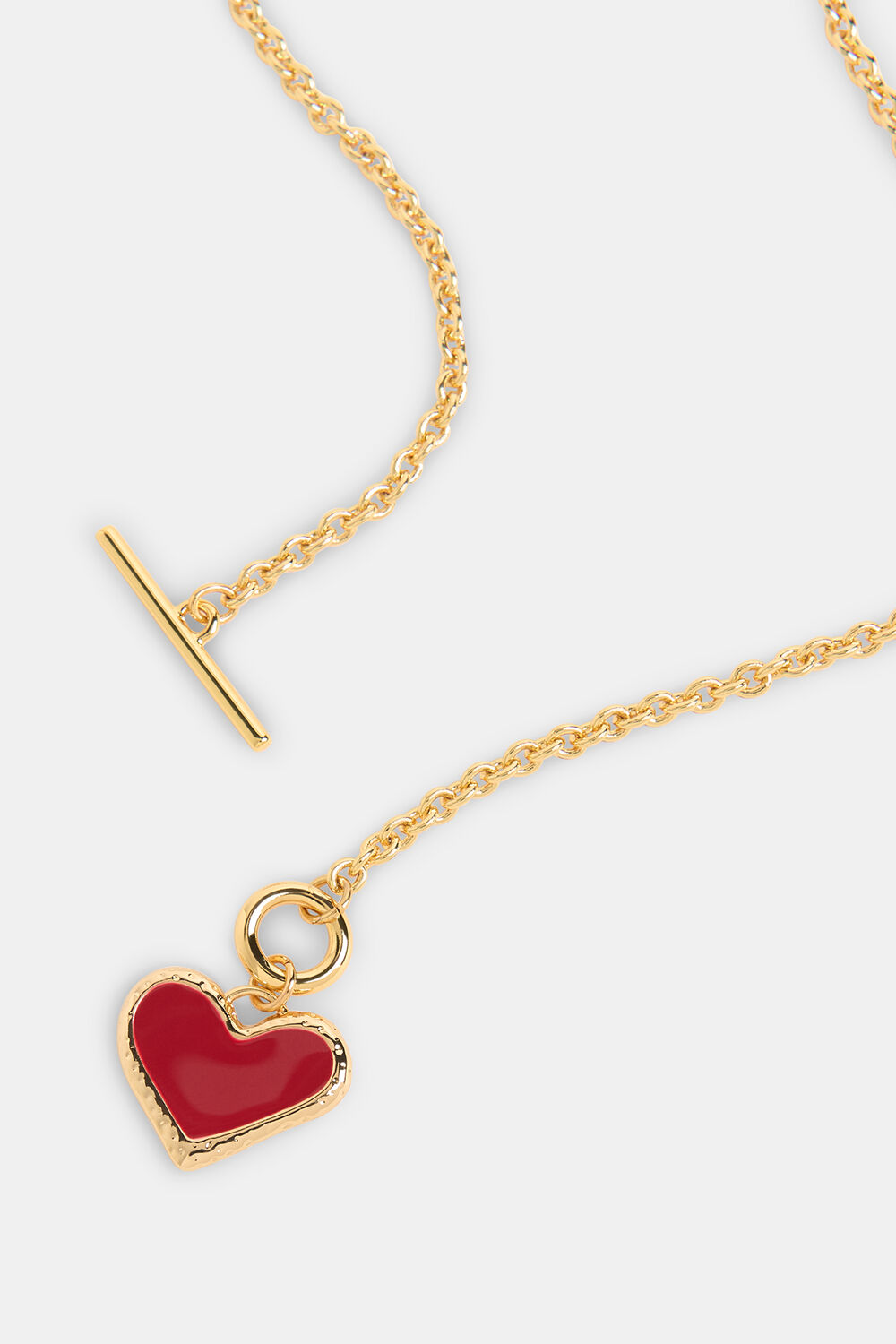 Enamel Heart T Bar Necklace