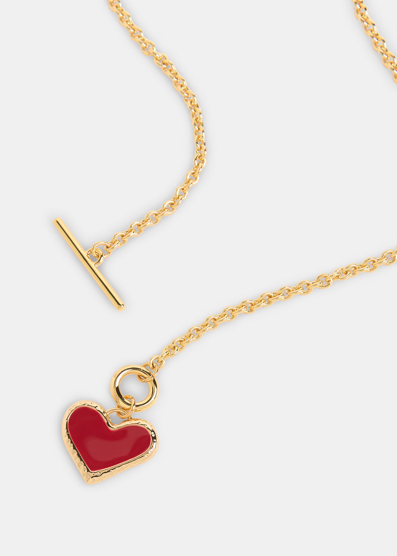 Enamel Heart T Bar Necklace