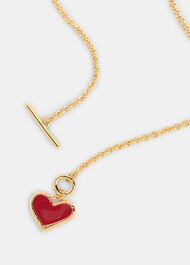 Enamel Heart T Bar Necklace