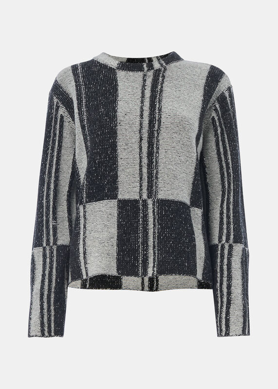 Black Block Stripe Wool Knit