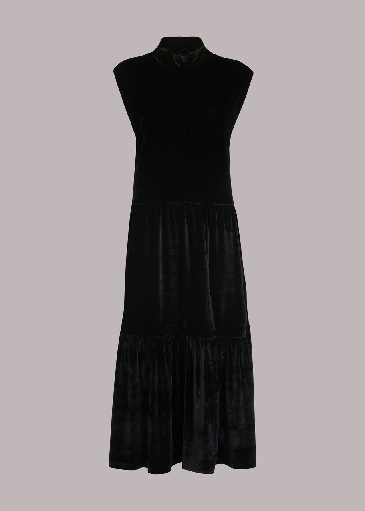 Tiered Jersey Velvet Dress