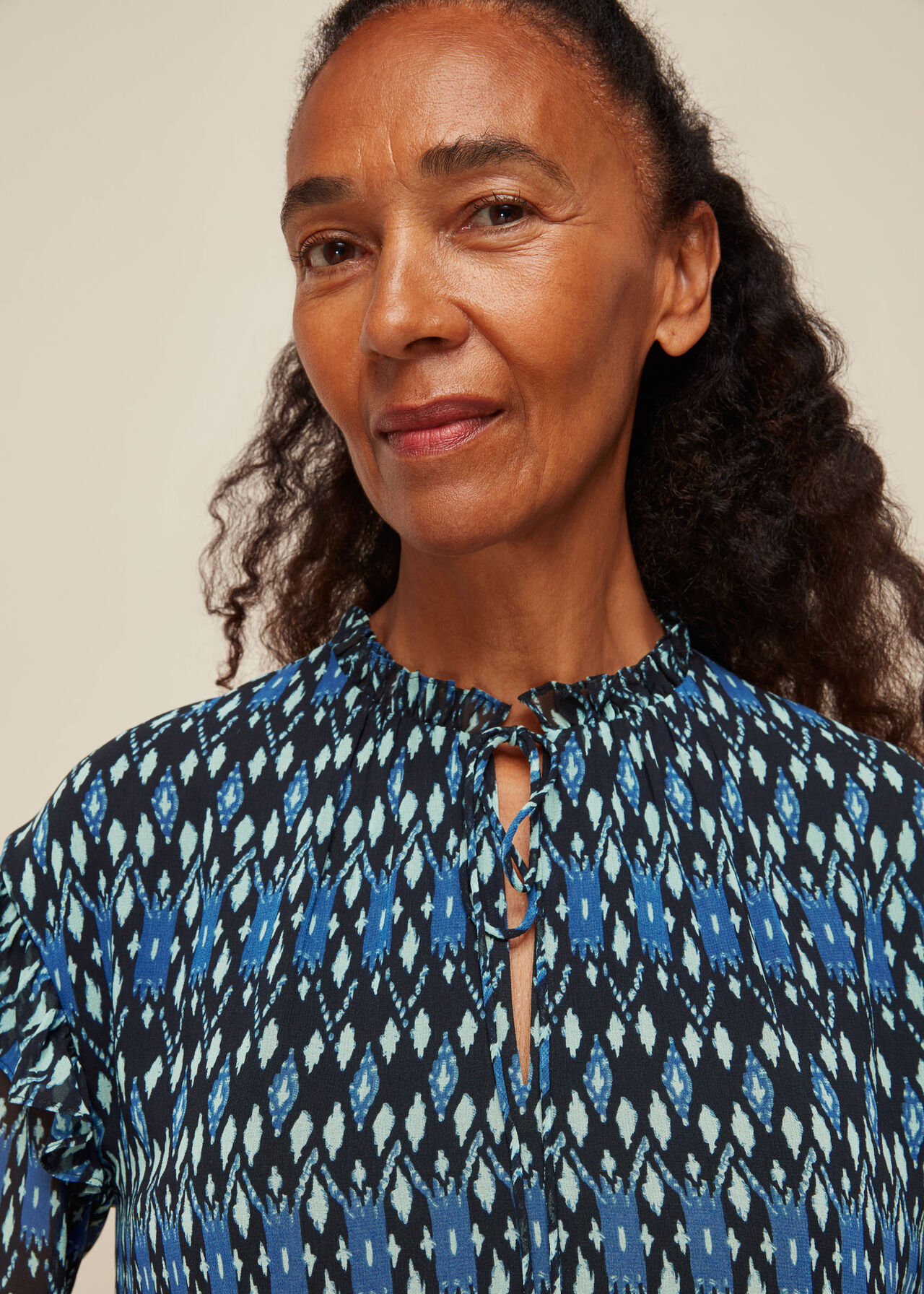 Ikat Diamond Print Blouse