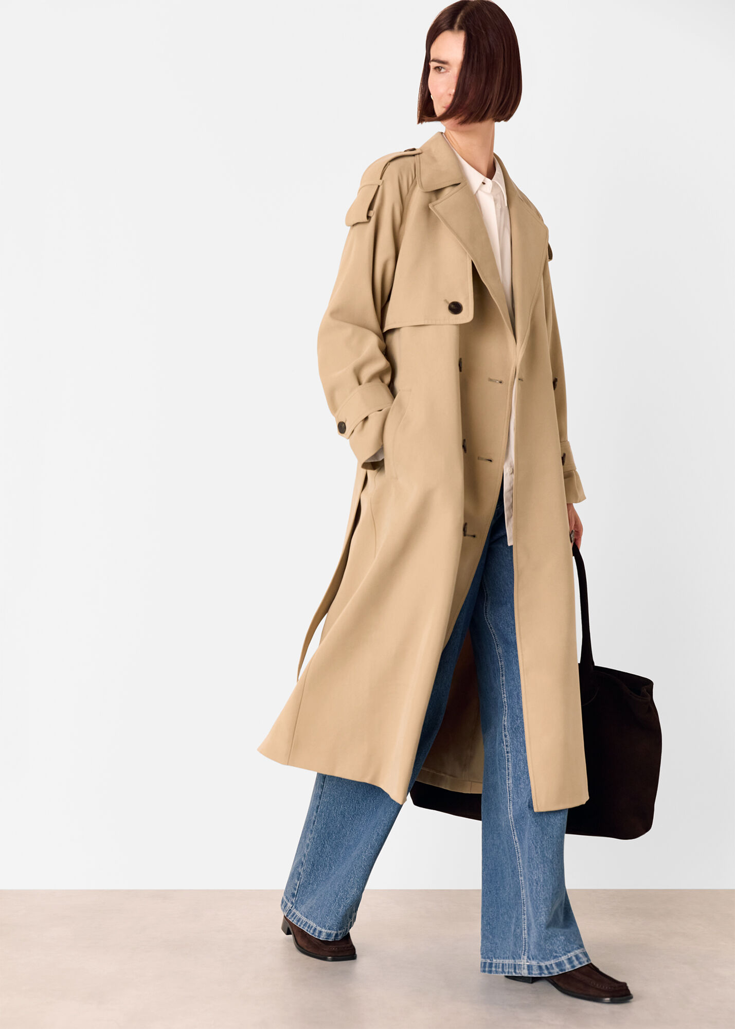 小物 BASE CALM Attchable coat Neutral Soft Voluminous Trench Coat | WHISTLES | Whistles US |