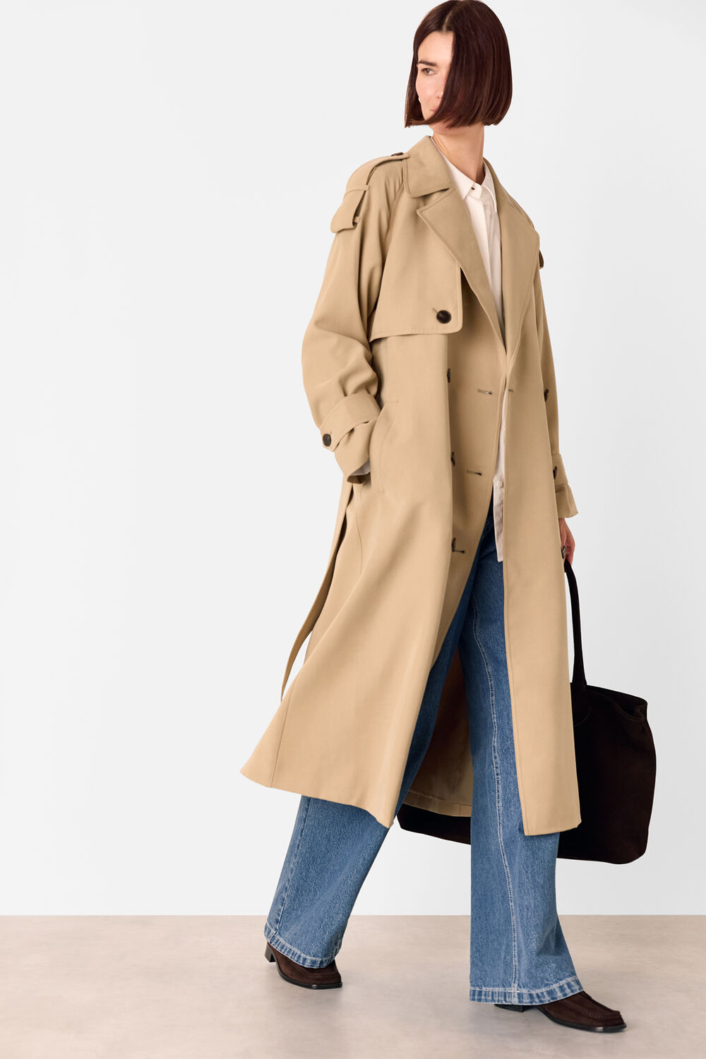Neutral Soft Voluminous Trench Coat
