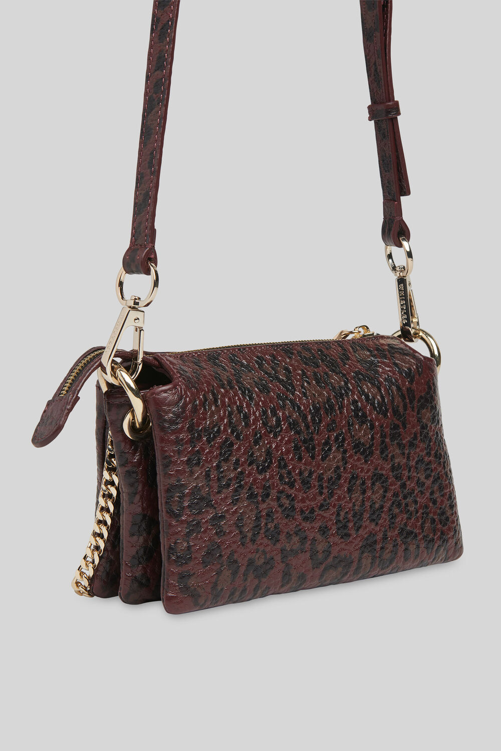 Hatton Leopard Chain Bag Burgundy