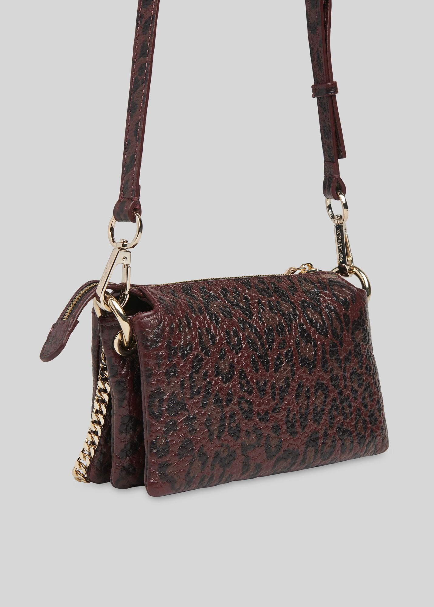 Burgundy Hatton Leopard Chain Bag | WHISTLES