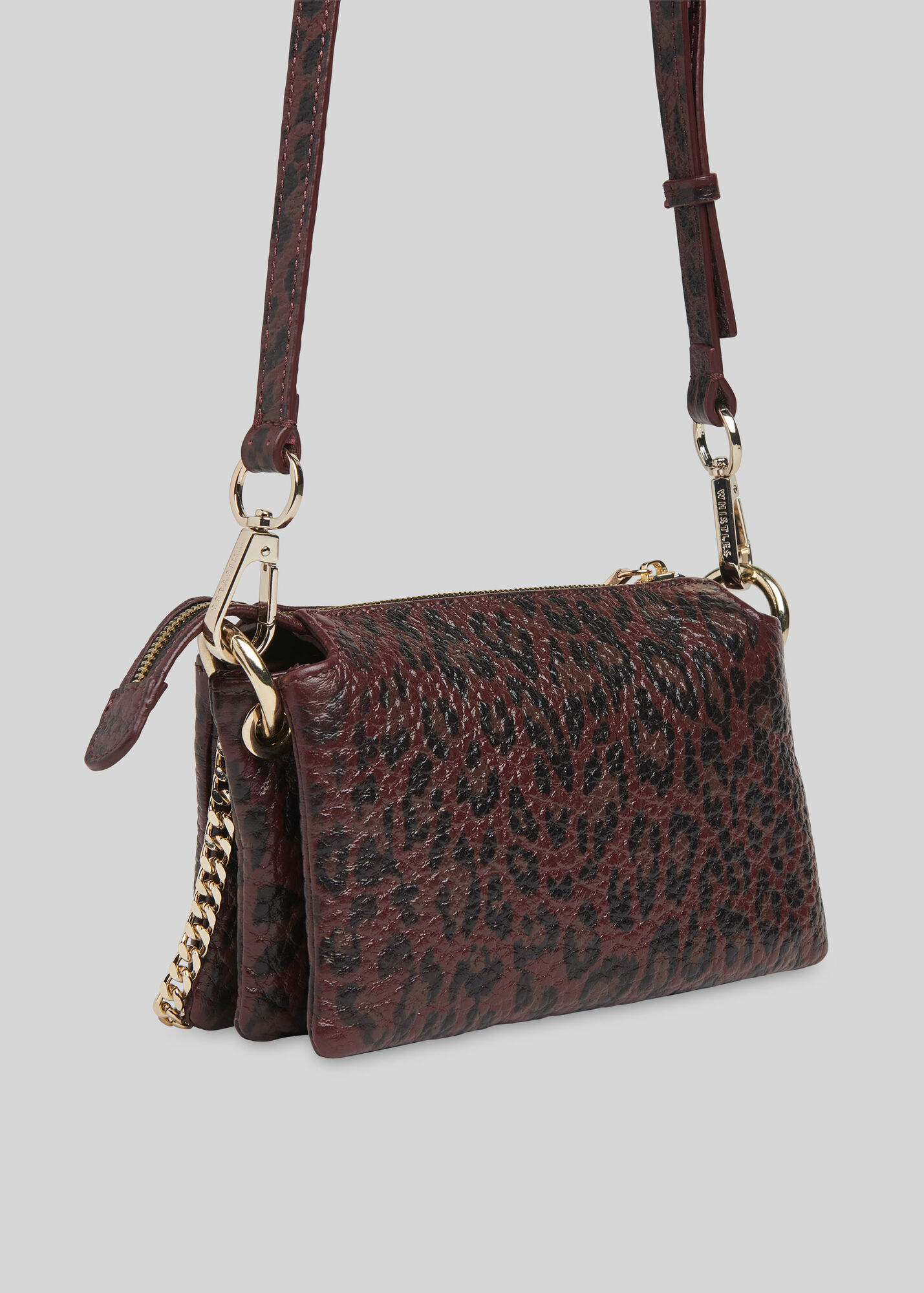 Burgundy Hatton Leopard Chain Bag WHISTLES